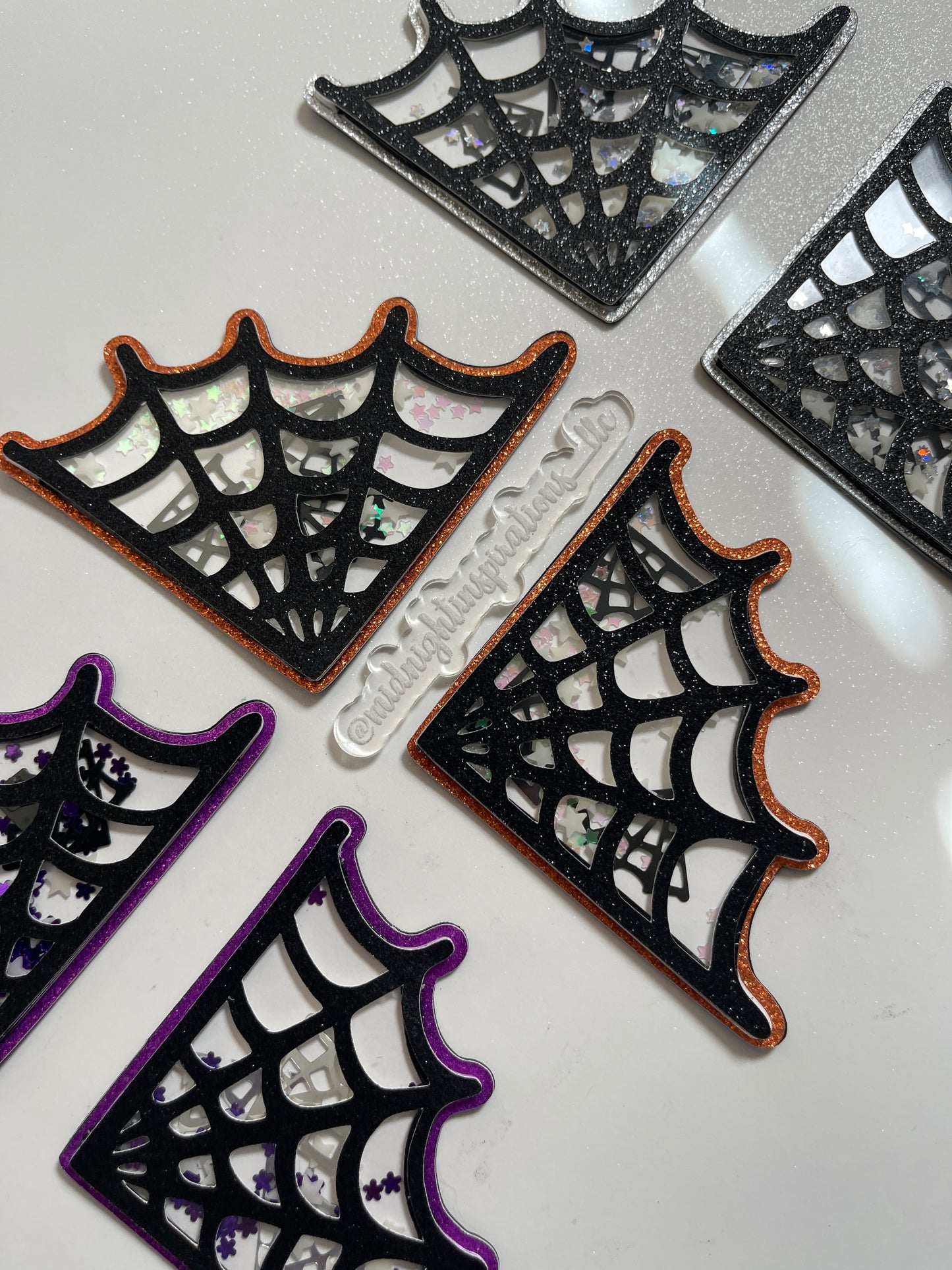 Spider Web 3 Shaker Fridge Magnet (Orange)