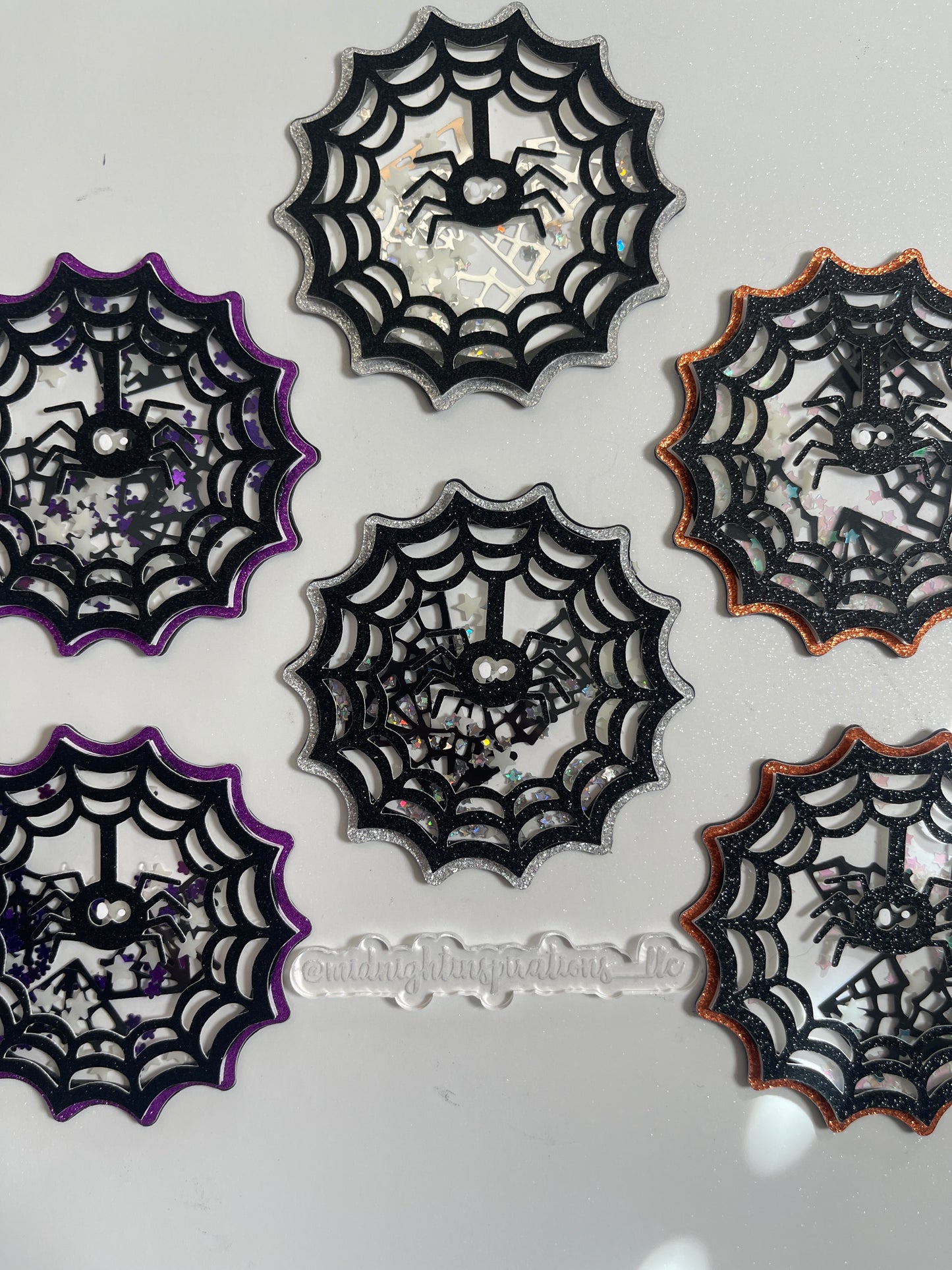 Spider Web 2 Shaker Fridge Magnet (Silver)