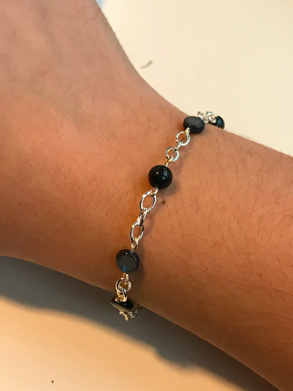 Beaded Bracelet with Silver Chain