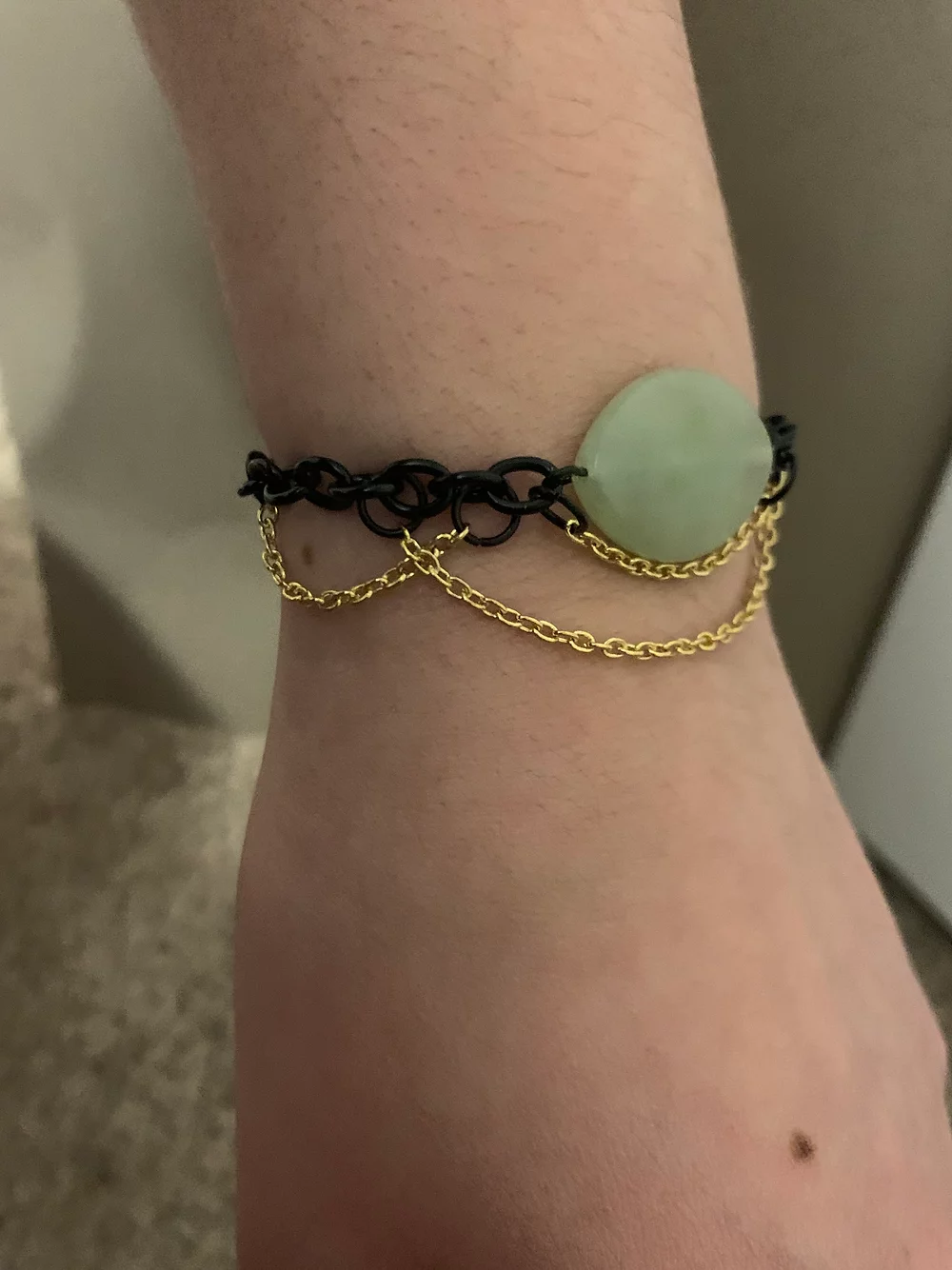Beaded Bracelet with Gold Chain