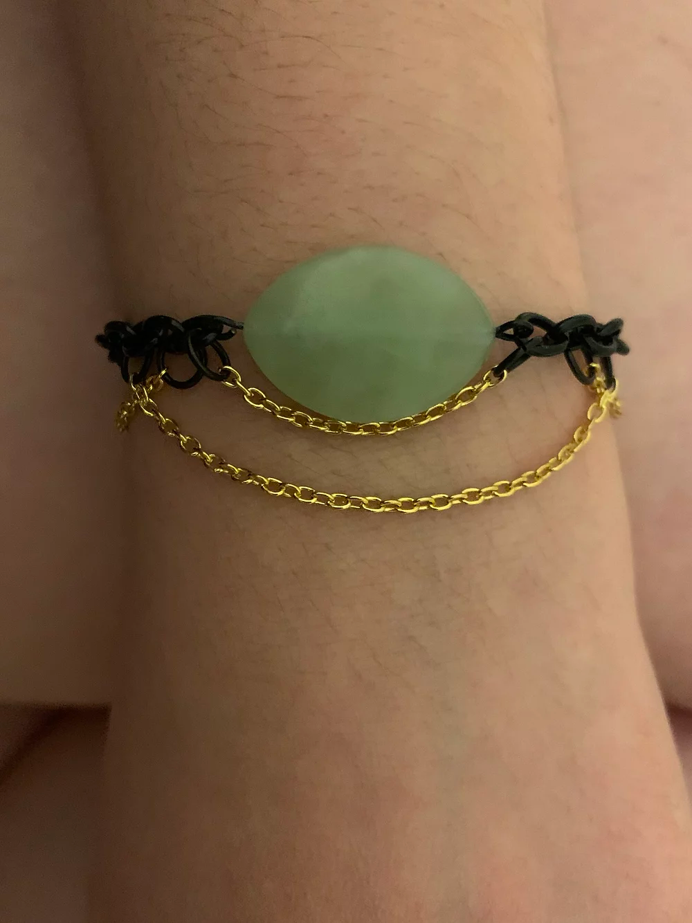 Beaded Bracelet with Gold Chain