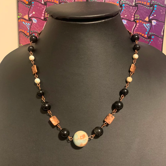 Beaded Necklace with Copper Chain