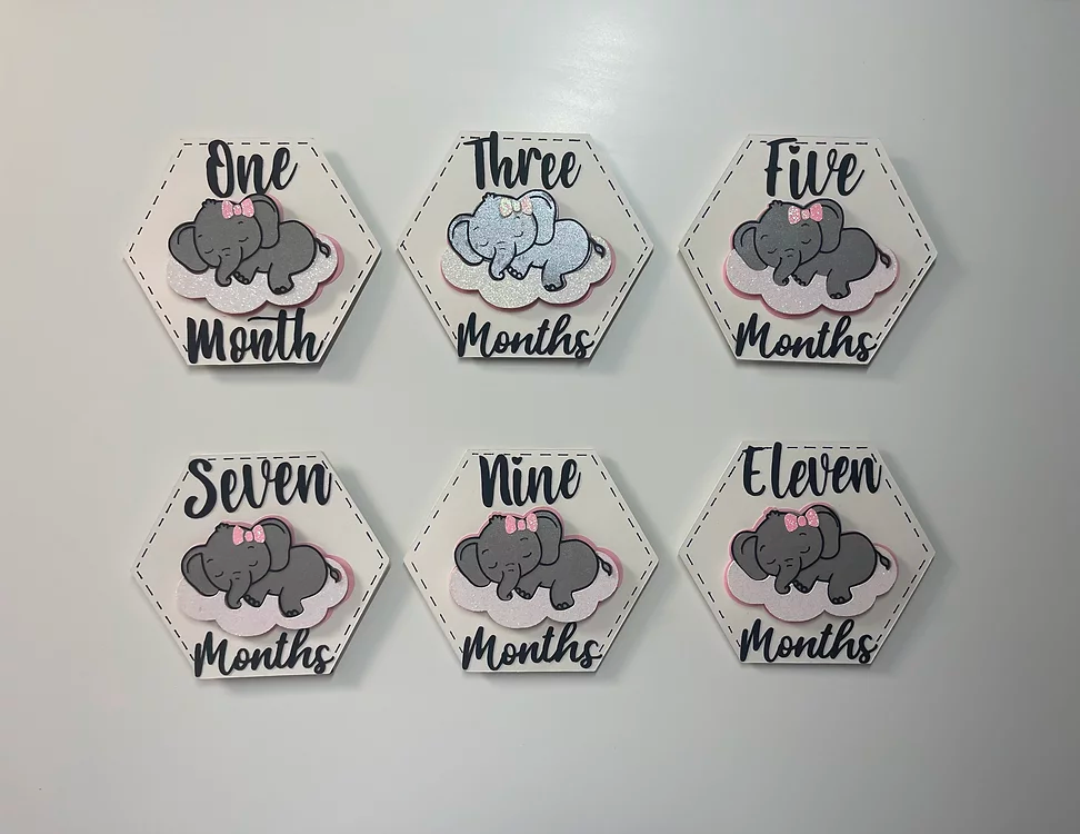 Little girl Elephant milestone markers
