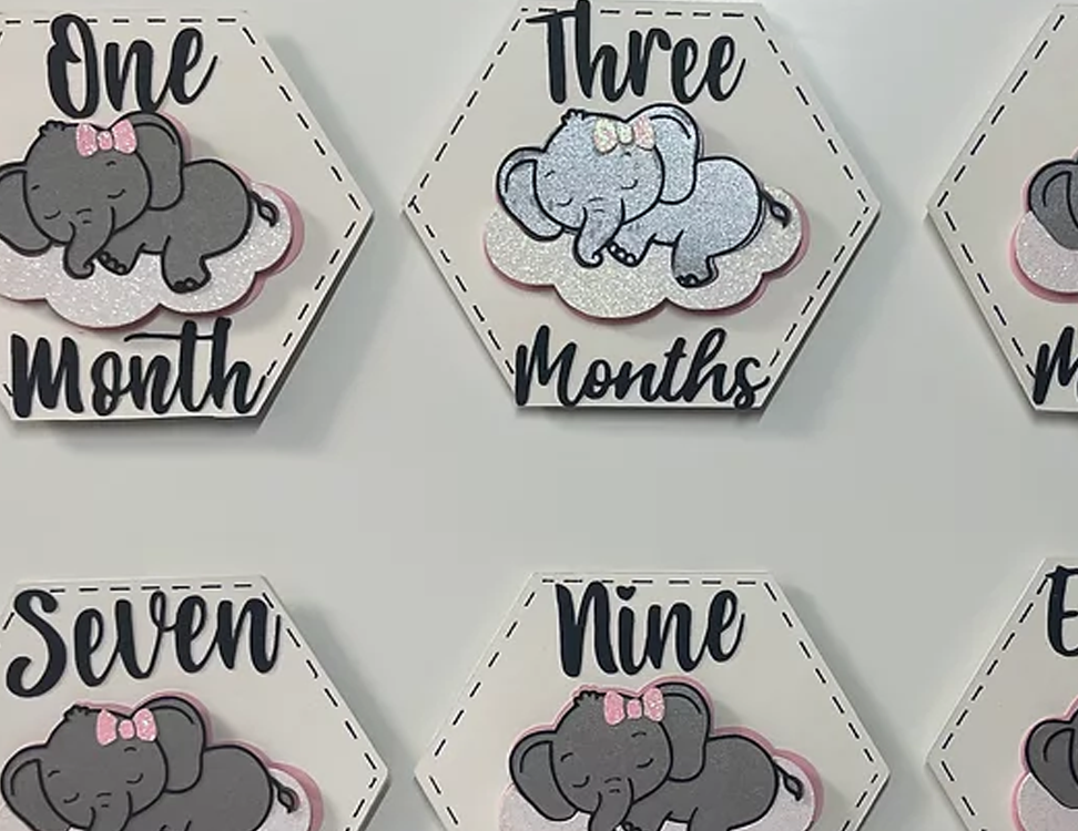 Little girl Elephant milestone markers