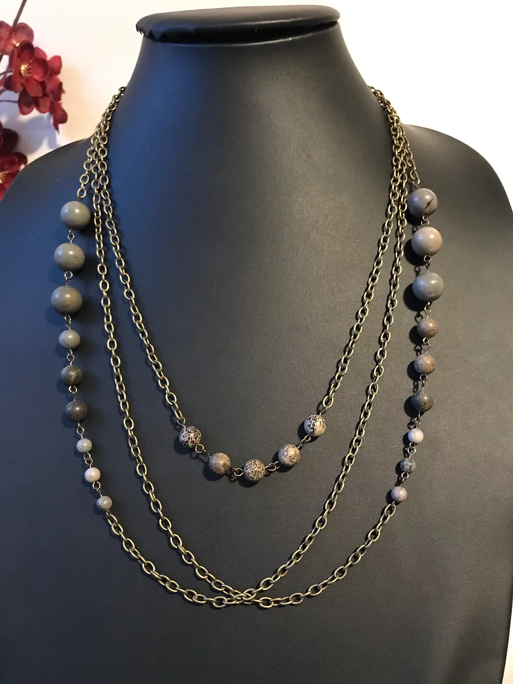 Twisted Necklace with Oxidized Bronze Chain
