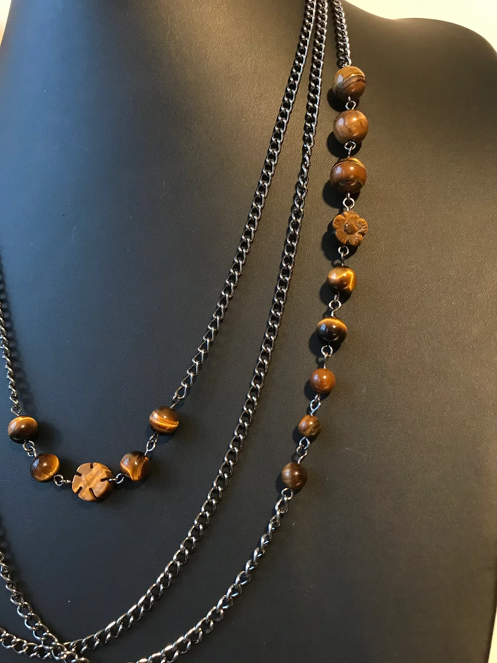 Twisted Necklace with Gunmetal Chain