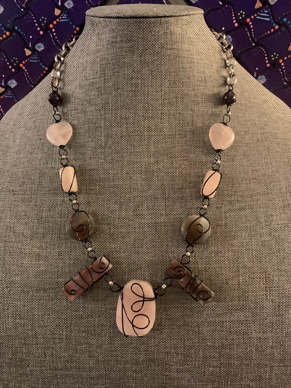 Wire Wrapped Beaded Necklace