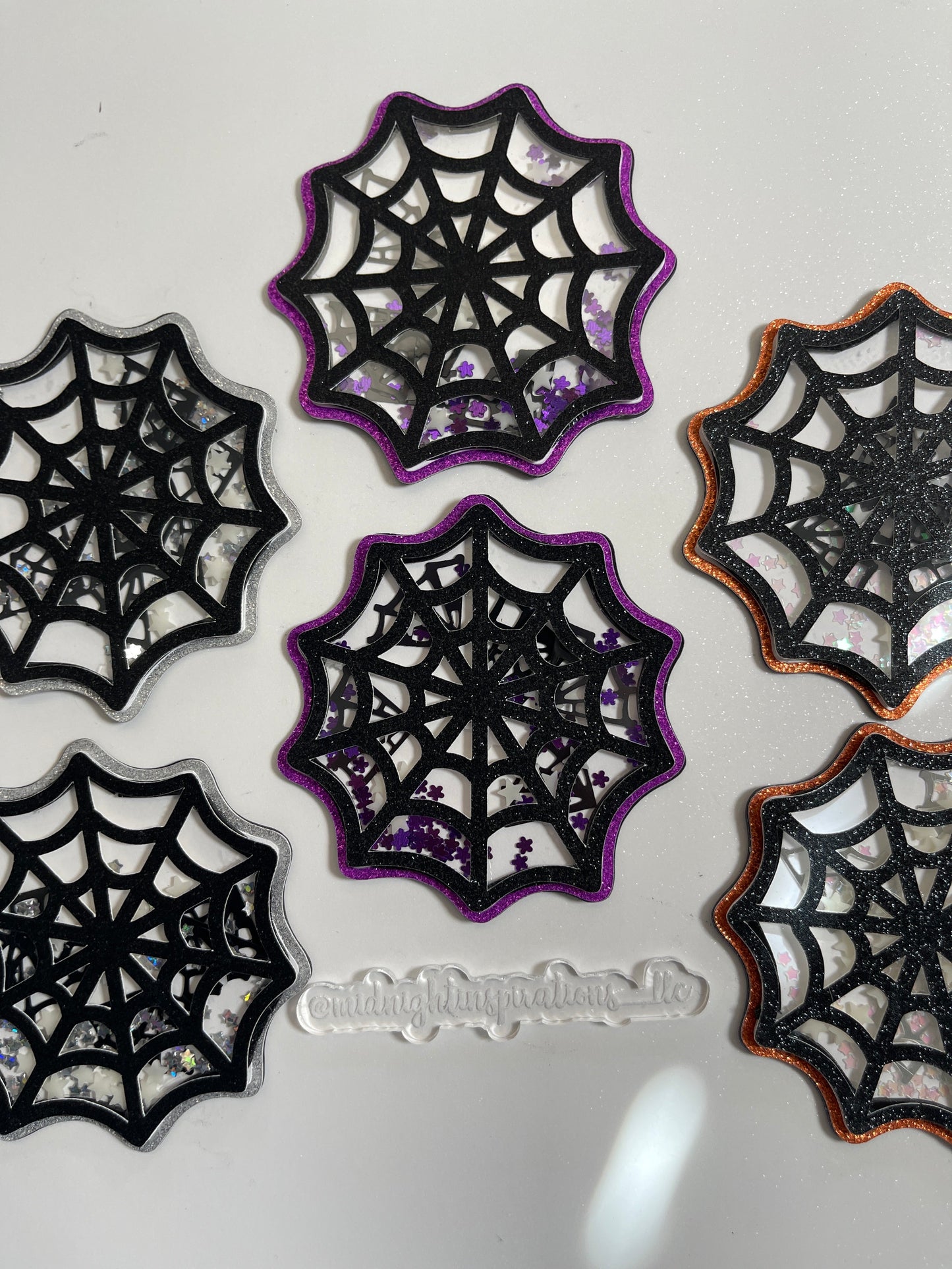 Spider Web 1 Shaker Fridge Magnet (Orange)