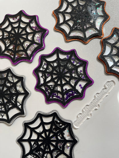 Spider Web 1 Shaker Fridge Magnet (Orange)