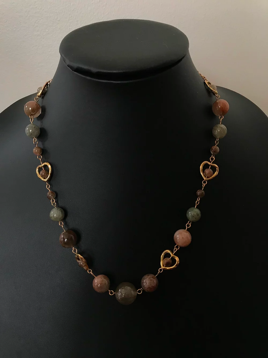Beaded Necklace with Gold Chain